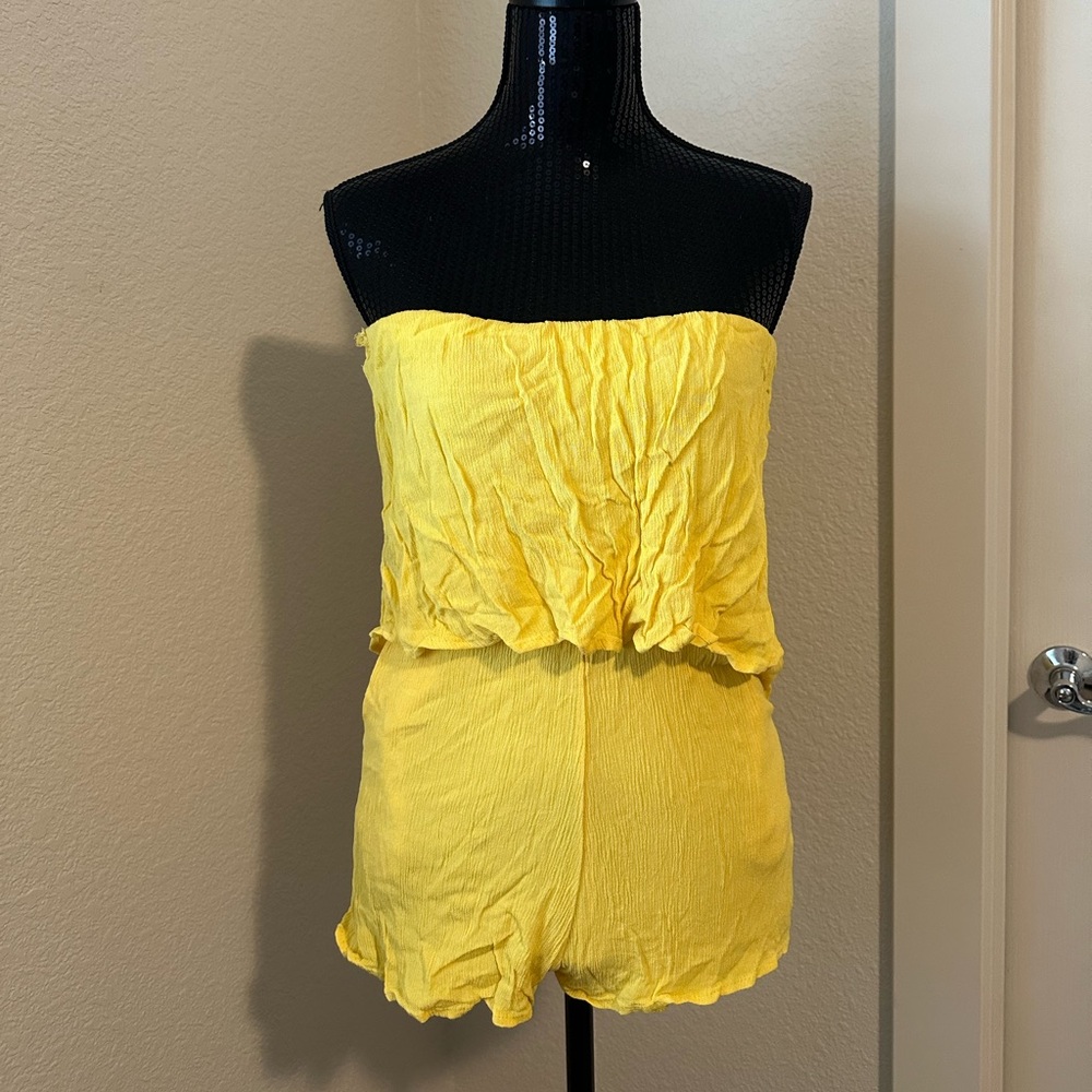 Yellow Strapless Romper